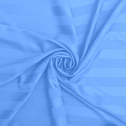 Image of Cotton Luxurious Striped 2 Piece Sateen Pillow Cover Set, King Size 20 Inch x 36 Inch-Sky Blue