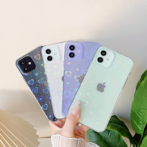 Caseative Love Heart Laser Bling Glitter Clear Soft Compatible With Iphone Case For Women Girls (Clear,Iphone Xr) #TOP4