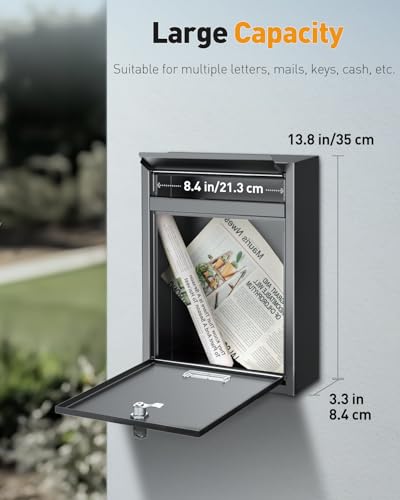 image for Uniclife Wall Mount Mailbox for Outside, Locking Mail Box, Large Mailb
