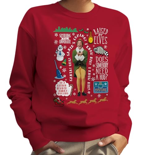 Elf Santa Is Coming Collage Adult and Kids Sized Crewneck Sweater