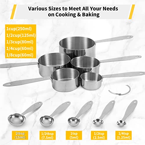 image for Joyhill Measuring Cups and Spoons Set of 10 Piece, Stainless Steel Mea