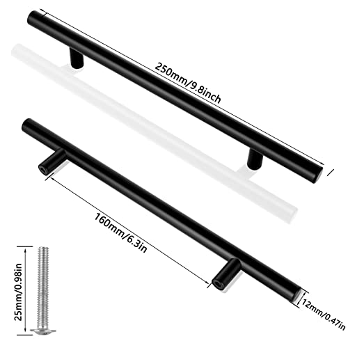 CYEER 20 Pack Black Kitchen Cupboard Handles, 160mm Hole Center Drawer Handles - Image 2