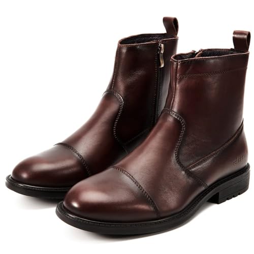 Arkbird Mens Chelsea Dress Boots Side Zipper Genuine Leather Classic Fashion Casual Slip-on Ankle Boots for Men (Size 9)4