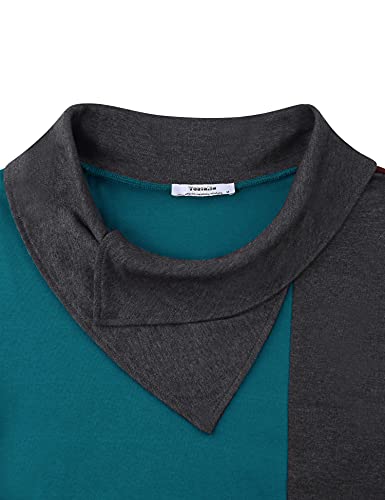 Image of Youtalia Women's Pullover Sweatshirt Long Sleeve Cowl Neck Color Block Tunic Top