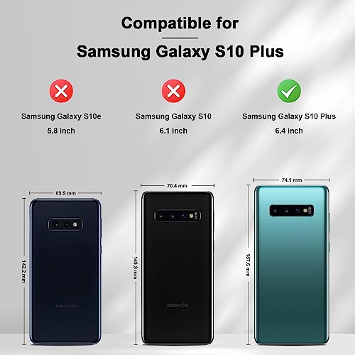 Image of Jasonyu Flip Wallet Case for Samsung Galaxy S10 Plus,Leather Magnetic Folio Cover with Card Holder,Kickstand - TPU Shockproof Durable Protective Phone Case,Black