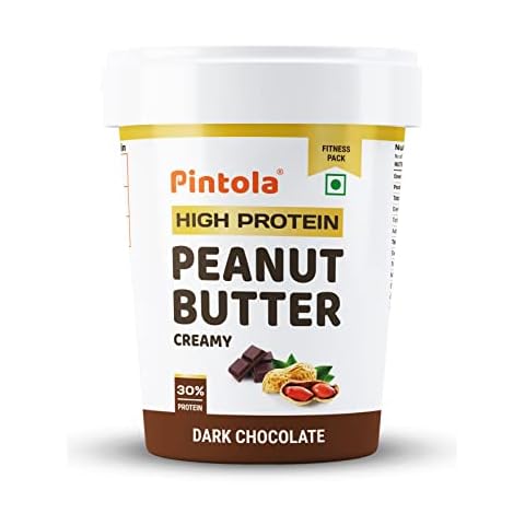 Pintola HIGH Protein Peanut Butter (Dark Chocolate) (Creamy, 1kg) | 30% Protein | High Fibre | NO Salt Cover