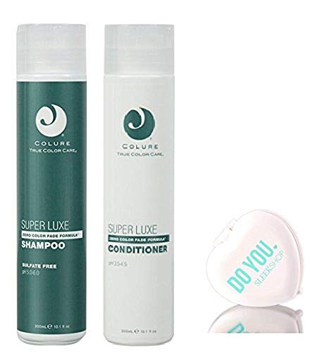 Colure True Color Care SUPER LUXE Shampoo & Conditioner DUO Set (with Sleek Compact Mirror), Zero Color Fade Formula (10.1 oz / 300ml - DUO Kit)