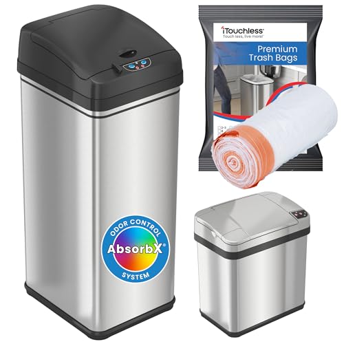 Bote de basura sensor iTouchless 13 gal y 2.5 gal acero inoxidable