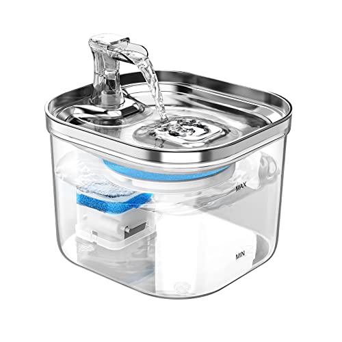 Fontanella per Gatti da 2 Litri per Gatti e Cani Piccoli, Fontana di Acqua Gatto con Filtro e Pompa Silenzios,3 Modalità di Flusso d'acqua, Facile da Pulire