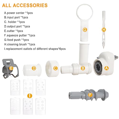 Pasta Maker Attachment for Kitchenaid Stand Mixer with 6 Interchangeable Pasta Outlets，Durable Pasta Press Attachment for Kitchenaid, White - Thumbnail 3