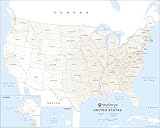 USA County Names Map - 33 x 26 inch Poster - Front Lamination