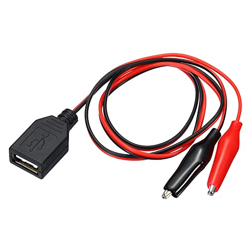 Image of MECCANIXITY Crocodile Clamps Test Wire, USB Female to Alligator Clips 60cm for Charge Testing Circuit Adapter Black Red Pack of 4
