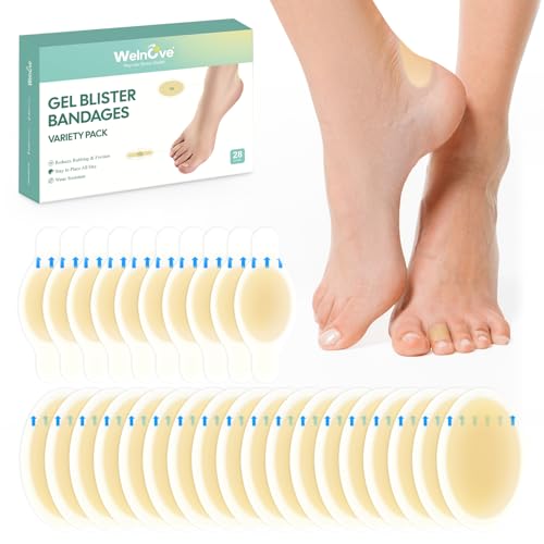 28 Piezas Blíster Ampollas Tiritas - Welnove Gel Ampollas Planta Del Pie, Cuidado de Pies Parches,Puntera, talón, parche antifricción (Variety Pack)