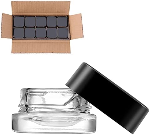 (50 Packs) Green Nexus 5ML Square Clear Glass Jars for Lip Balm, Cosmetics (5ML)