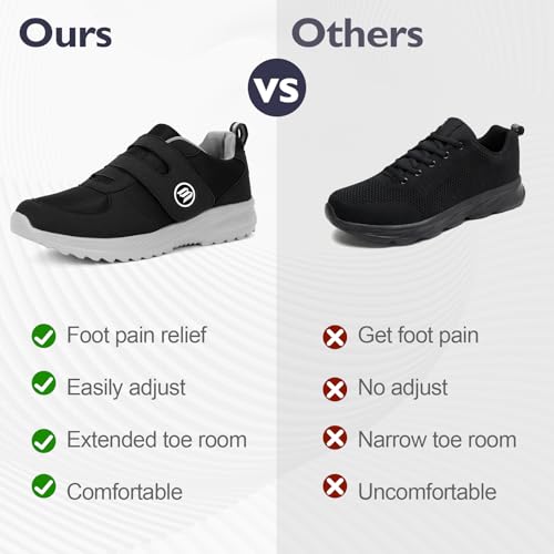Image of Diabetic Shoes for Women Men Extra Wide Shoes for Swollen Feet Adjustable Orthopedic Shoe Non Silp Neuropathy Walking Shoe for Elderly Foot Grey