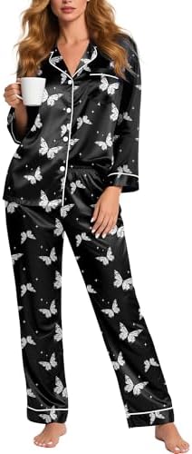 Silky Pajamas for Women 2 Piece Long Sleeve Pj Sets Women's Satin...