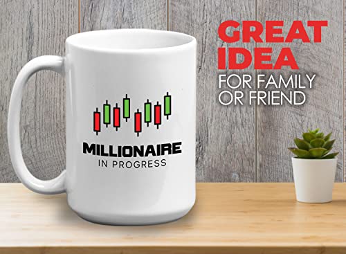 Bubble Hugs Stock Trader Coffee Mug 15oz White - Millionaire in Progress - Trading Inspirational Day Trader Stock Market Brokers Market Digital CurrencyÖ - Image 4