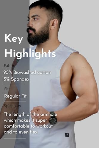 Image of FUAARK Men's Cotton Sleeveless Tank Tops Gym Vest for Mens