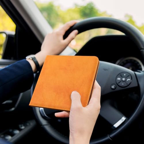 Image of CoBak Car Registration and Insurance Holder - Vehicle Glove Box Car Organizer, Auto Truck Comparment Accessories Case for Essential Document, Driver License, Cards (Orange)