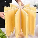 Pasta Drying Rack, Large Wood Pasta Rack Drying Collapsible for Easy Storage, Kitchenaid Pasta Attachment, for Fresh Pasta Making Spaghetti Dryer Hanger Stand