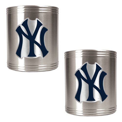 MLB New York Yankees Two Piece Stainless Steel Can Holder Set- Primary Logo