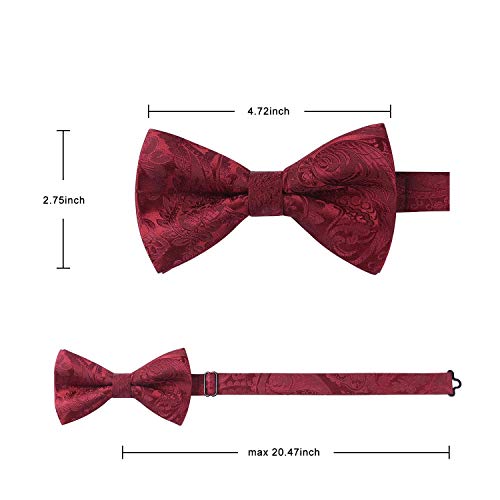 Image of HISDERN Bow Ties for Men Pretied Bow Tie Set Paisley Classic Bowties and Pocket Square Cufflinks Set for Wedding Party