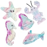 Sedioso Dog Toys Pack, Durable Unstuffed Animal Dog Chew Toy, Large Soft Plush Dogs Toys Set, Dog Squeaky Toy for Small, Middle, Large Breed(5-Pack, Ocean Animals)