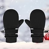 XITOTAHAYE Waterproof Winter Mittens for Toddlers Baby Girls & Boys - Thermal Insulated Snow Gloves for Warm Fleece Lined Ski Mittens (Black, L)