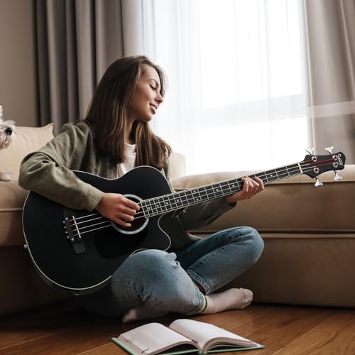 Glarry AEBG-BLACK-65 Full Size Acoustic Electric Bass Guitar Beginner Kit, Cutaway 4 Strings Electric Acoustic Bass Guitar W/Inbuilt Tuner, Bag, Strap, Picks, Strings, Basswood Bass Guitarra thumb #6