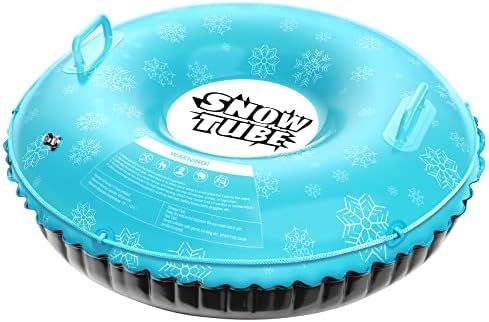QPAU Snow Tube for Kids, Larger 50 Inch Inflatable Snow Sled, Heavy Duty Snow Tube Made by Thickening Material of 0.8mm