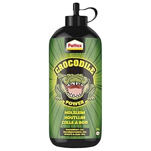 Pattex Crocodile Power Holzleim, leistungsstarker Holzkleber für Innen und Außen*, transparent trocknender und wasserfester Leim, 1 x 225g