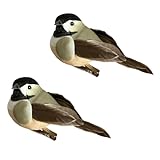 Artificial Birds Realistic Chickadees 2 Pack Clip on Foam Feathered Bird Ornaments Figurines for Christmas Tree Decoration Wreaths Crafts Party Home Decor