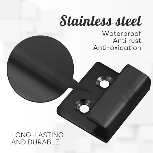 Image of 10 Pcs Wall Hanger, Stainless Steel Wall Mount Brackets Hook Wall Tile Bracket , Heavy Duty Wall Hanger Brackets Wall Tile Hanger for Picture Frame, Mirrors, Tile Display (Black, Medium)