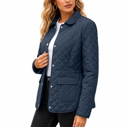 YRAETENM Quilted Jackets for Women Lightweight Button Down Puffer Jackets — view 4