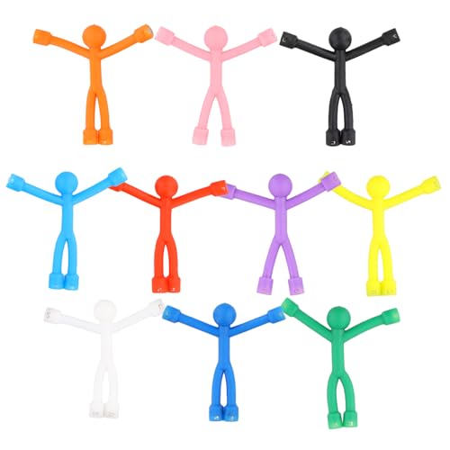 Wisebom Mini Hombre Imán Coloridos, 10 Piezas Imanes de Refrigerador Creativos Imanes de Nevera con Forma Humana, Imán de Goma Flexible Juguetes de Viaje Niños para Cocina Oficina
