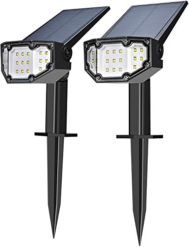 Spot Solaire Extérieur, Lampes Solaires Jardin Etanche IP67 Projecteur Solaire Réglable avec Panneau Solaire Eclairage Extérieur Solaire pour Jardin, Cour, Extérieur, Chemin, Allée