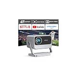 [4200 ANSI & Now with Netflix] 4K Projector with WiFi and Bluetooth for Display Booths, Auto Focus Keystone Smart Projector , Voplls Slide Proyector Adjustable Slides & Film Negatives(silver grey）