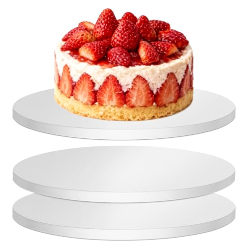 Cmkura 3 Pack Cake Drums 12 Inch,1/2" Thick Round Cake Boards,White