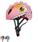 Kids Helmet Toddler Bike Helmet for 2 3 4 5 6 7 8 Years Old Girls Kids with 3D Dinosaur Design and Safety Certified, Toddler Bike Cycling Skating Skateboard Scooter Helmet (Pink)