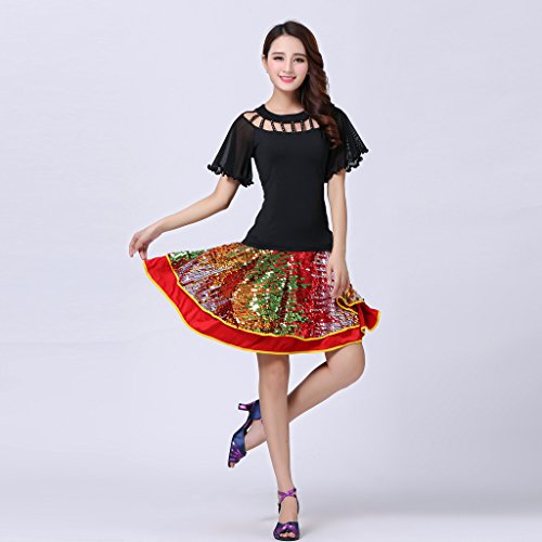 Generic Dança de Salão Dança Moderna Dança Quadrada Roupa para Prática de Dança Quadrada Preta L