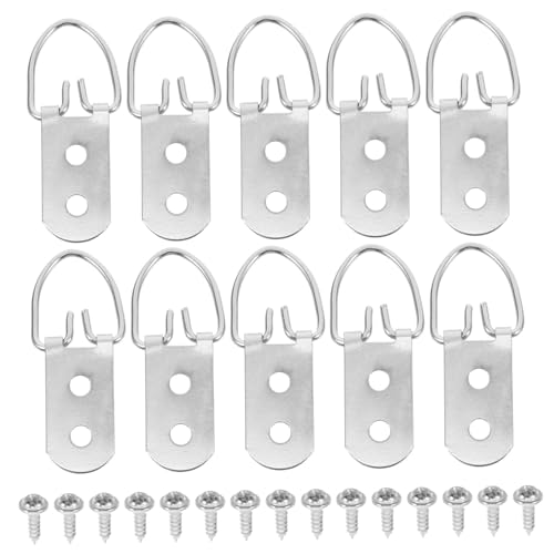 Hoement 30 Ensemble D-ring Heavy Duty pour Cadres Crochets et Vis pour Suspension Sécurisée de Tableaux Toiles Miroirs Photos et Œuvres D Art Murales