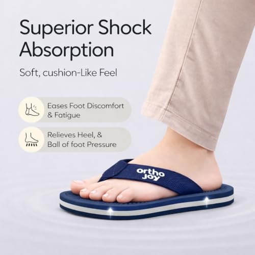 Image of ORTHO JOY Orthopedic Comfort Flip Flops for Men - Acupressure Massage Sole, Anti-Slip Lightweight Slippers