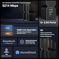 TP-Link Tri-Band BE9300 WiFi 7 Router Archer BE550, 6-Stream 9.2 Gbps, 2.5G-Ports, USB 3.0, 6 intelligente interne Antennen, VPN-Clients und -Server, HomeShield – Ansicht 3