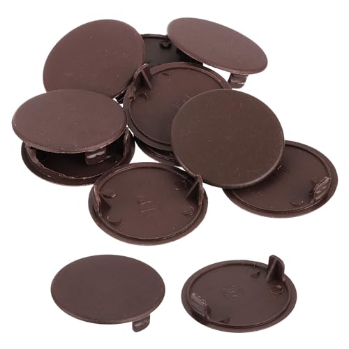 Image of uxcell 10Pcs Hinge Hole Covers, 40mm(1-9 /16 inch) Dia Plastic Concealed Hole Cover Round Flush Type Caps for Furniture Cabinet Cupboard, Brown