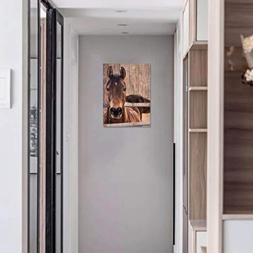 Farmhouse Rustic Wall Art For Bedroom Home Bathroom Decor For The Home Country Horse Pictures Artwork For Walls Kitchen Wall Decor Modern Prints Wood Grain Canvas Framed Animal Wall Art Size 12X16 #TOP5