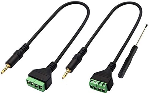zdyCGTime 3.5mm Screw Terminal Block Cable 3.5mm (1/8inch) Stereo TRRS Audio Male to 4 Pin/Way Female Bolt Screw Headphone Balum Converter Adapter Cable（30CM/2Packs) (4Pole/M)