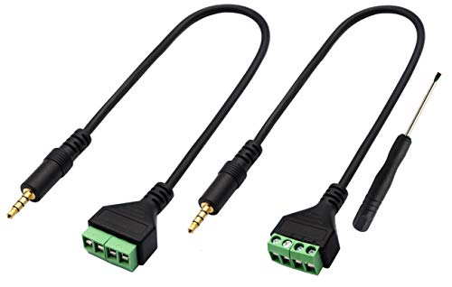 zdyCGTime Câble de borne à vis 3,5 mm,3,5 mm (1/8 Pouce) stéréo Audio TRRS mâle à 4 Broches/Canal Femelle Boulon vis écouteur câble Adaptateur de convertisseur de Balum.(30cm/2 pièces)