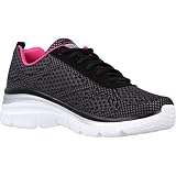 Skechers Moda damska Fit Bold Boundaries Sneaker, Czarna siatka gorący róż Tirm, 39 EU