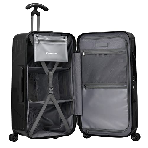 Traveler's Choice Ultimax Ii 26" Medium Trunk Spinner Luggage, Tie Down Straps, Matte Black, Checked Inch #TOP4