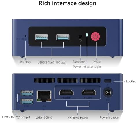 Beelink Mini PC, Mini S12 Intel 12th Gen 4-Core N95(up to 3.4GHz), Mini Computer 8GB DDR4 RAM 480GB SSD, Desktop PC Dual HDMI 4K UHD/Gigabit Ethernet/Dual WiFi5/BT4.2/HTPC/W11 Home — view 6